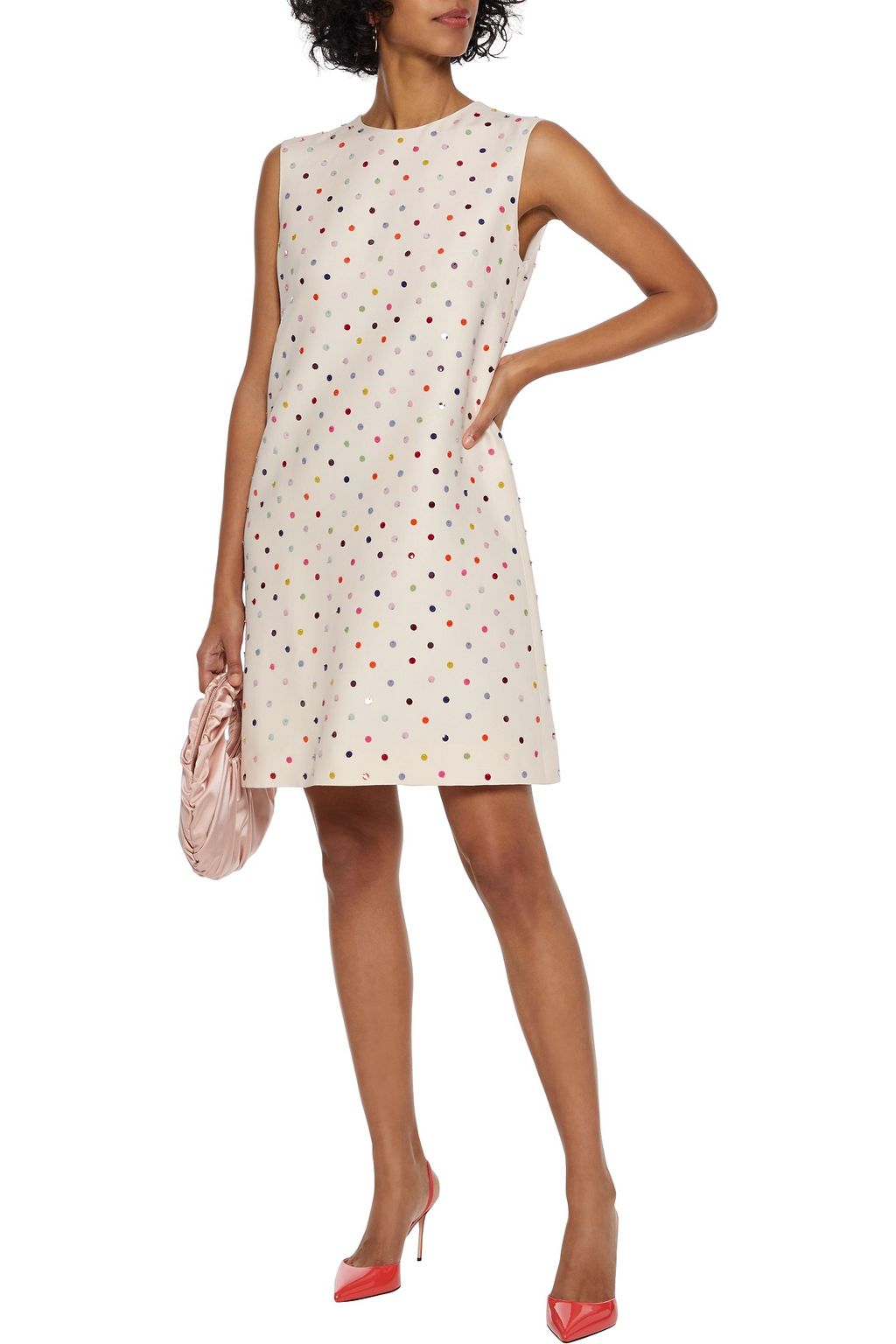 VALENTINO GARAVANI Sequin-embellished wool and silk-blend crepe mini dress