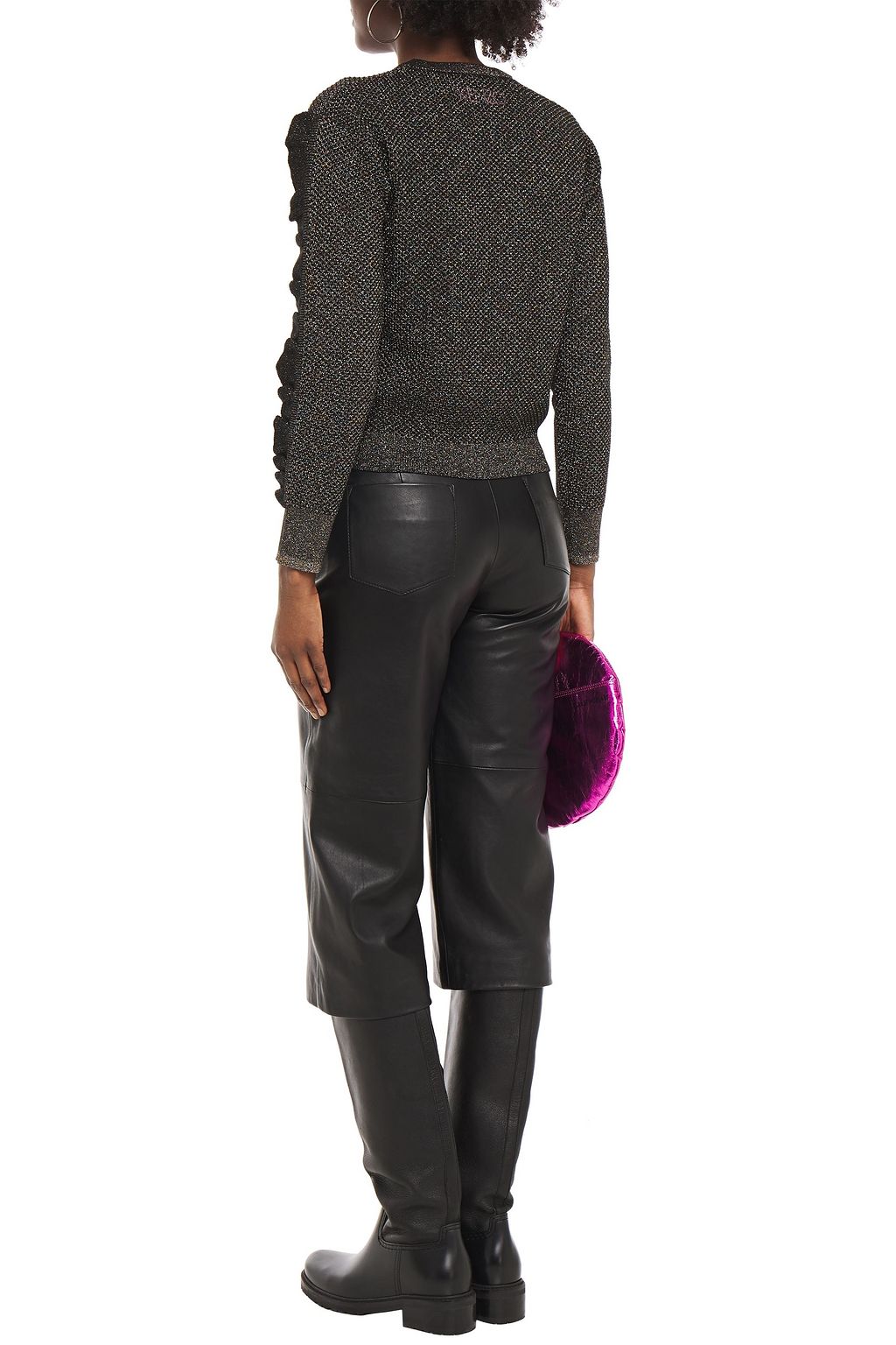 KENZO Ruffle-trimmed metallic open-knit sweater
