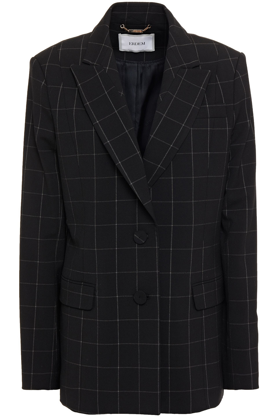 Erdem Woman Checked Twill Blazer Black Size 12