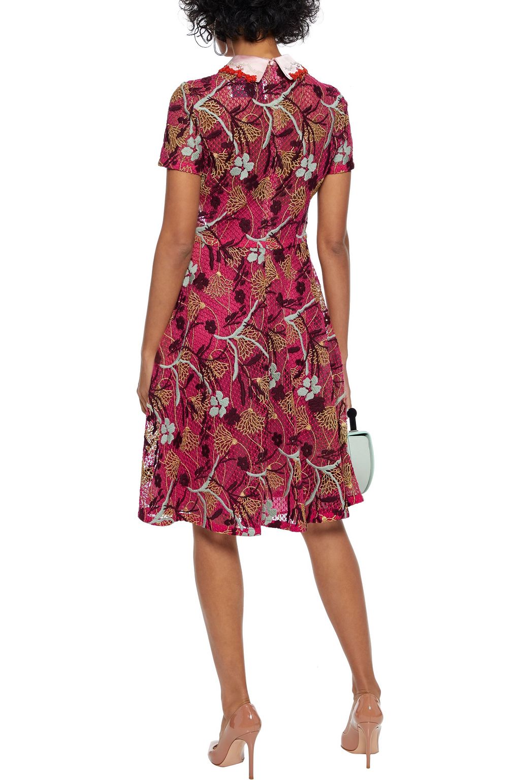 VALENTINO GARAVANI Embroidered cotton-blend guipure lace dress