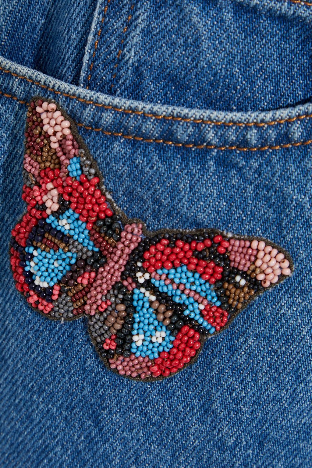 VALENTINO GARAVANI Bead-embellished denim shorts