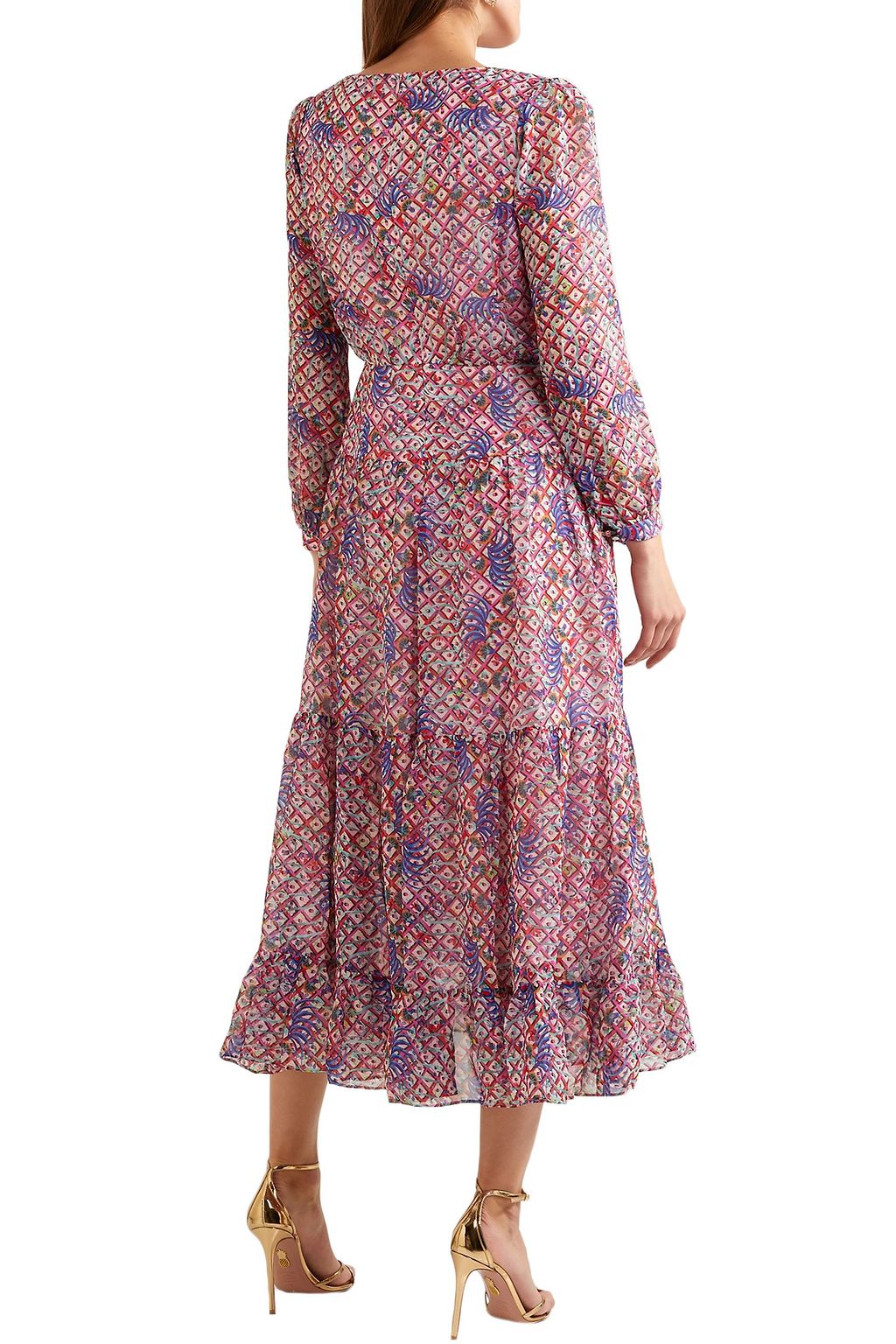 SALONI Isabel embroidered silk-georgette midi dress