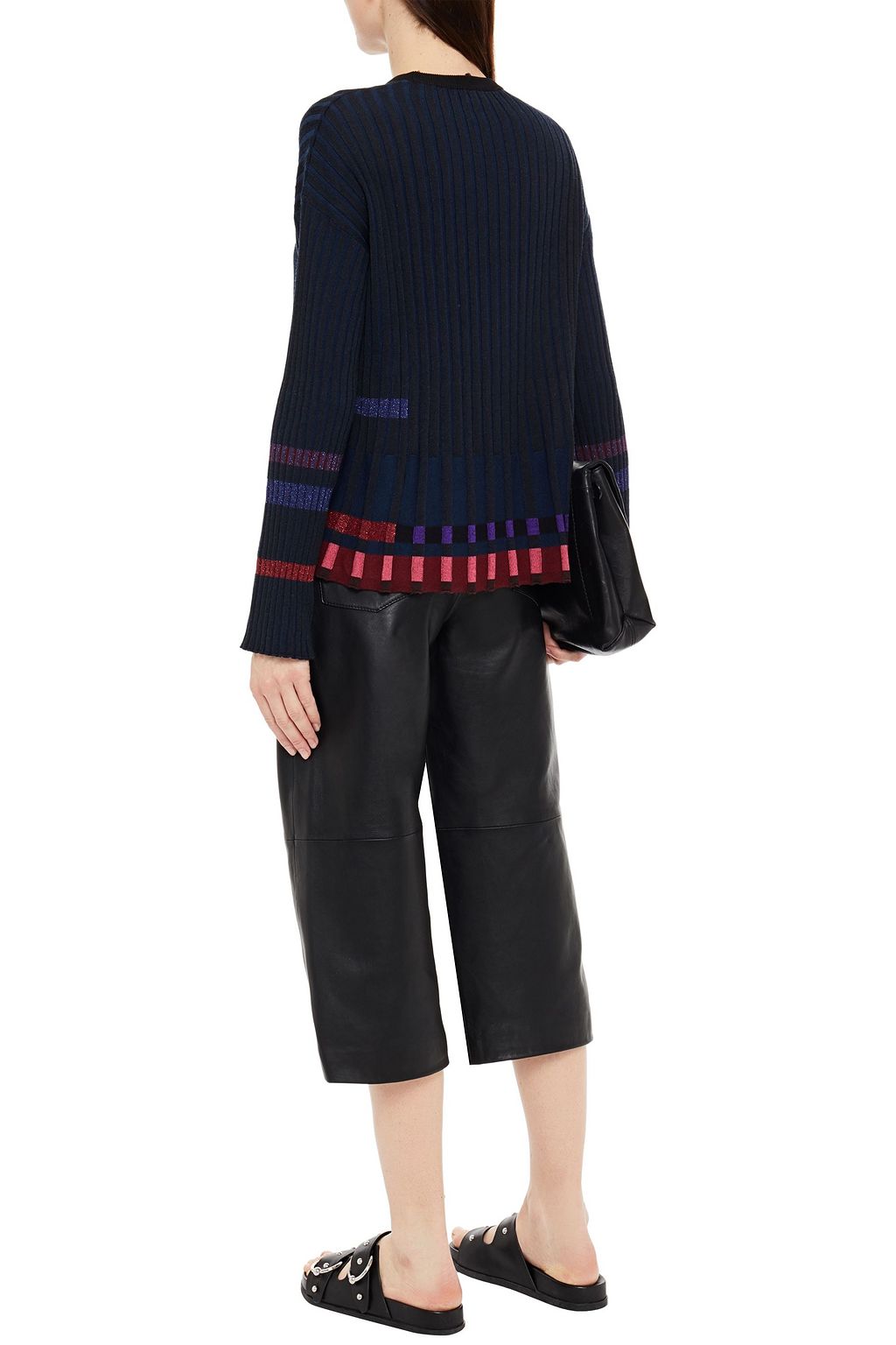 KENZO Metallic-trimmed ribbed-knit sweater
