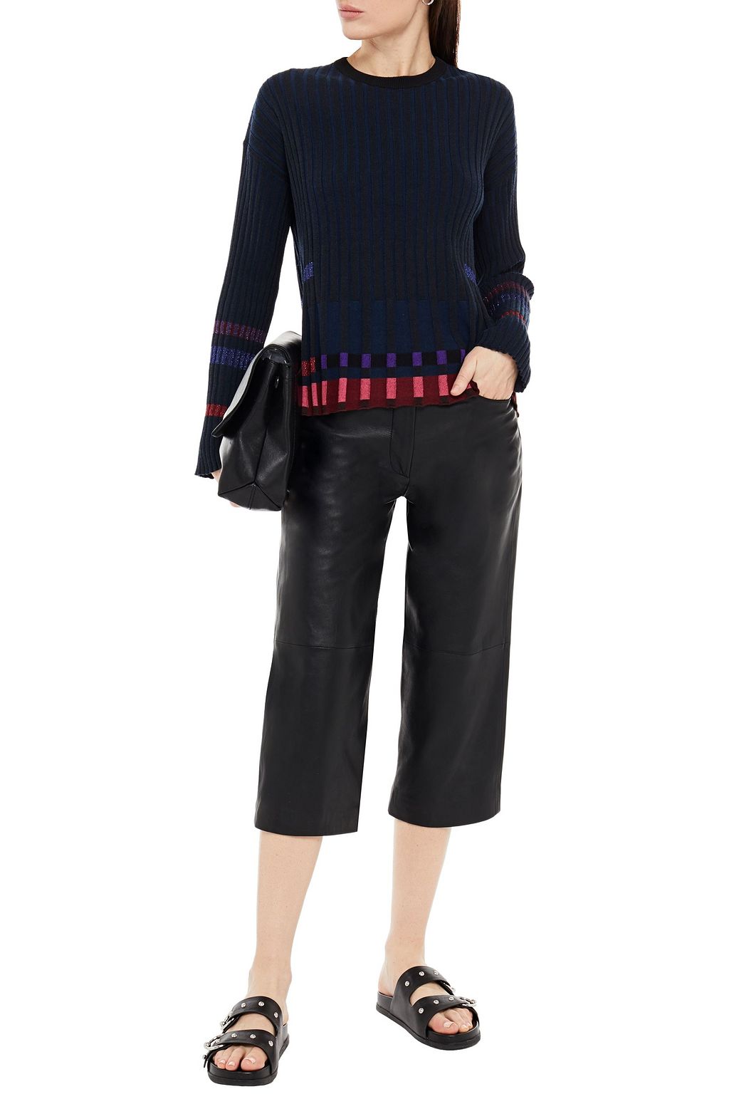 KENZO Metallic-trimmed ribbed-knit sweater
