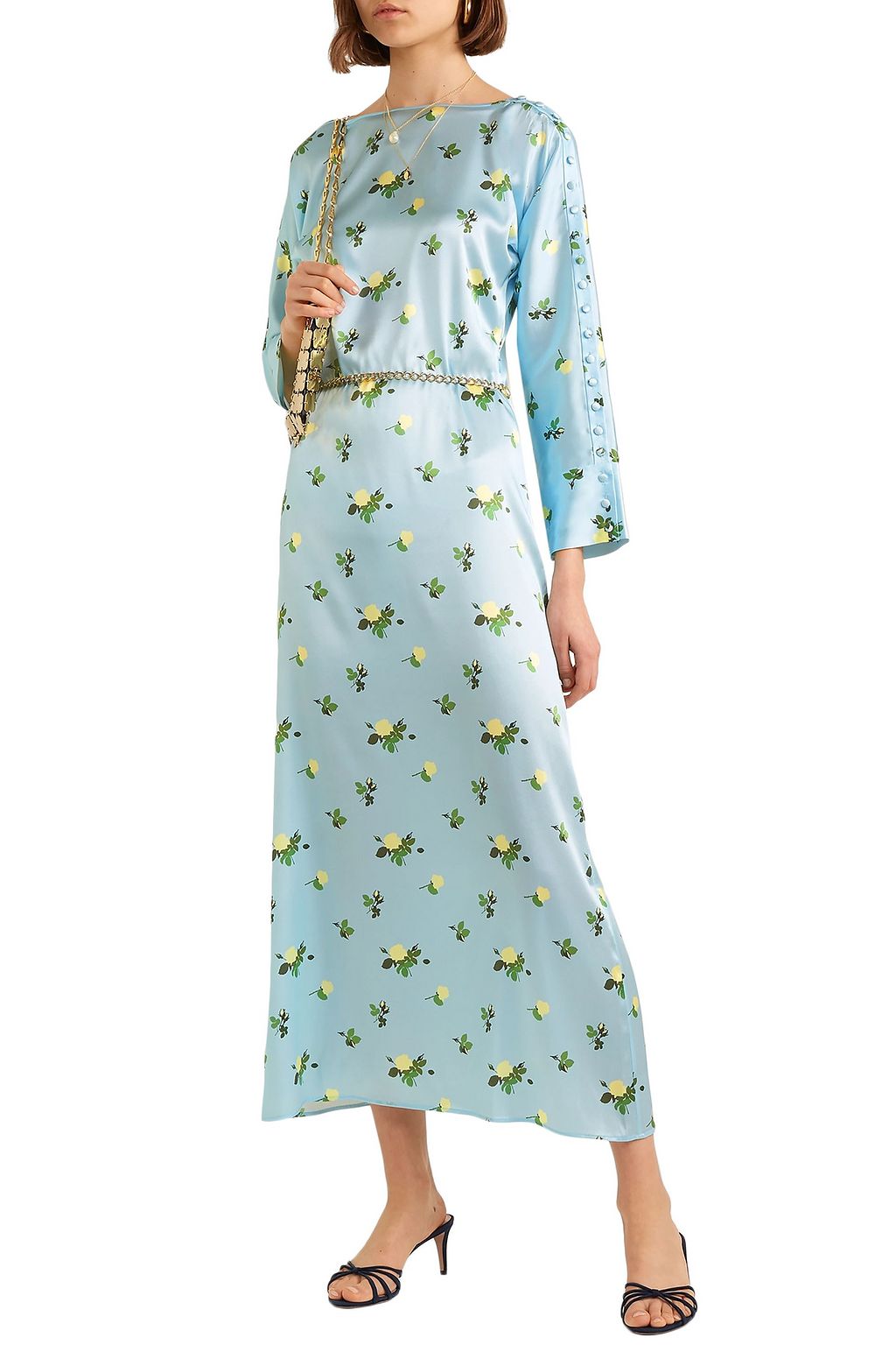 BERNADETTE Dakota floral-print stretch-silk satin maxi dress