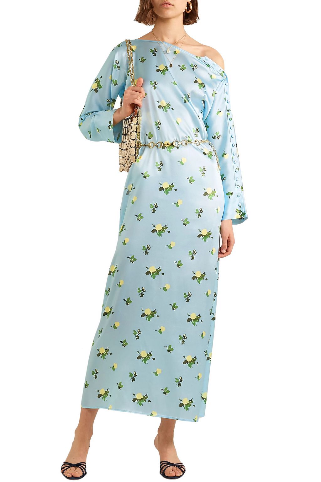 BERNADETTE Dakota floral-print stretch-silk satin maxi dress