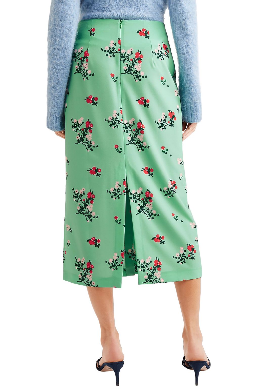 BERNADETTE Floral-print crepe de chine midi skirt