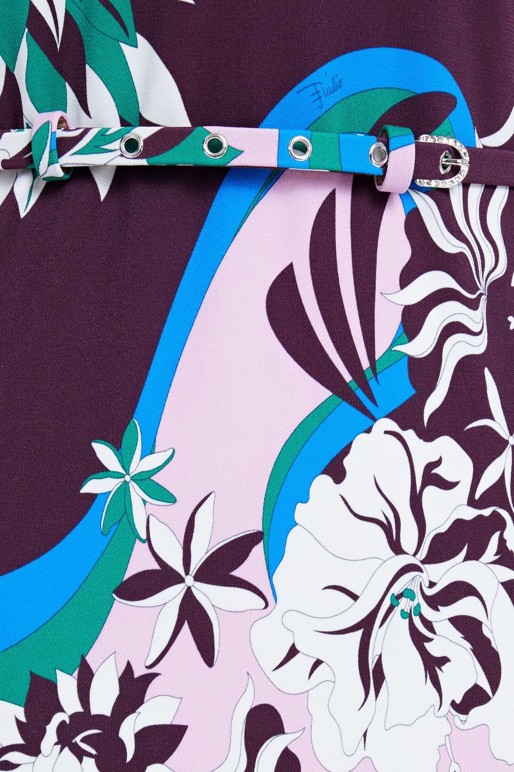PUCCI Belted printed jersey and chiffon dress