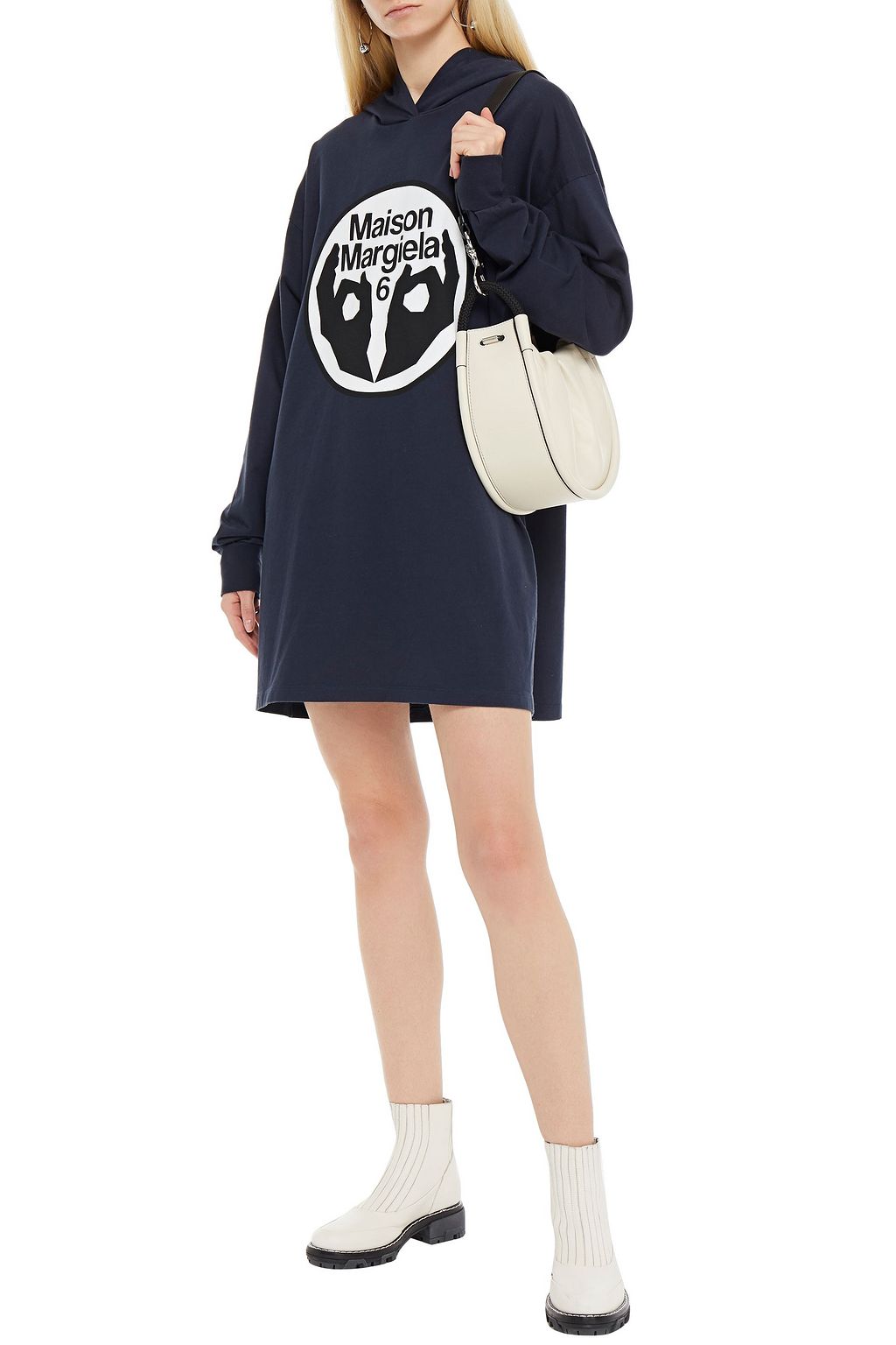 MM6 MAISON MARGIELA Printed French cotton-terry hooded mini dress
