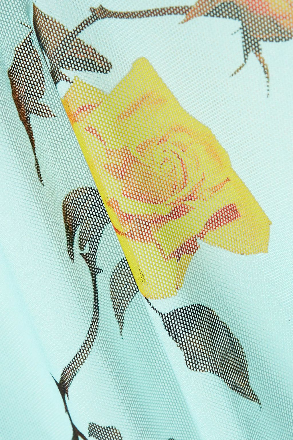 DRIES VAN NOTEN Floral-print stretch-tulle turtleneck top