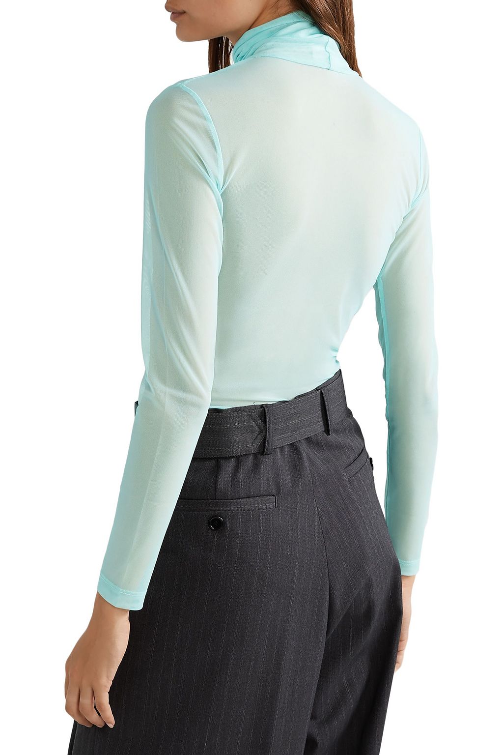 DRIES VAN NOTEN Floral-print stretch-tulle turtleneck top