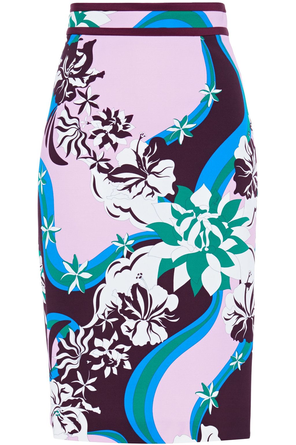 Lilac Printed stretch-crepe pencil 