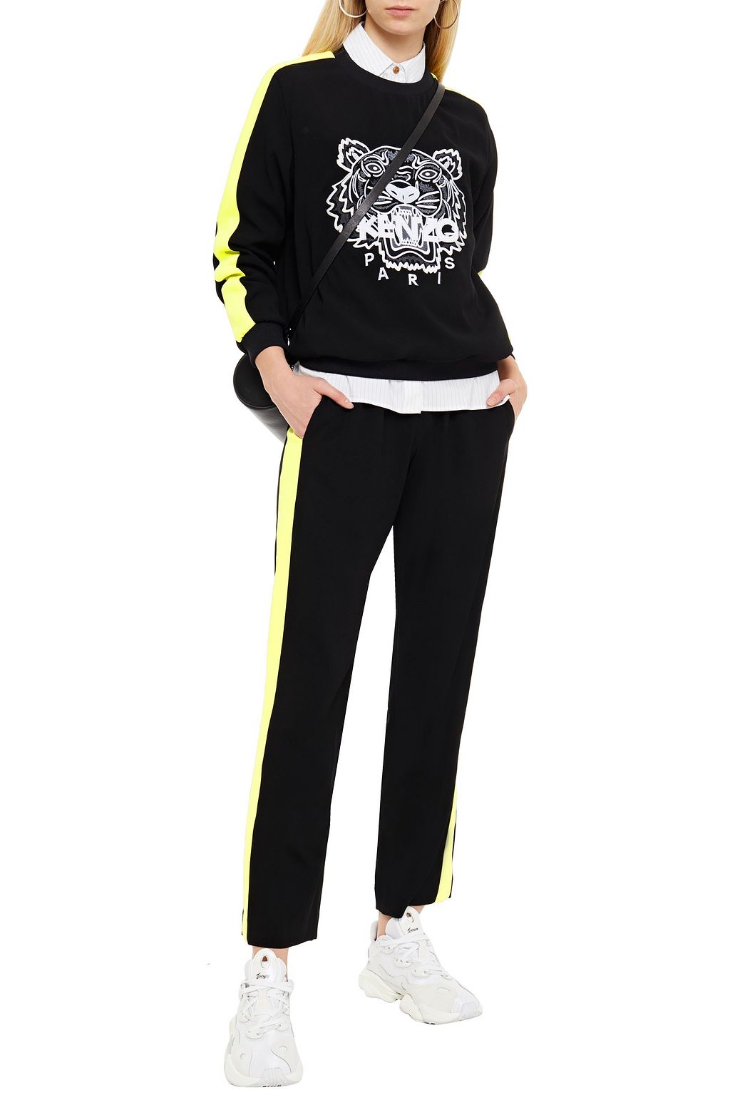 KENZO Embroidered striped crepe sweatshirt