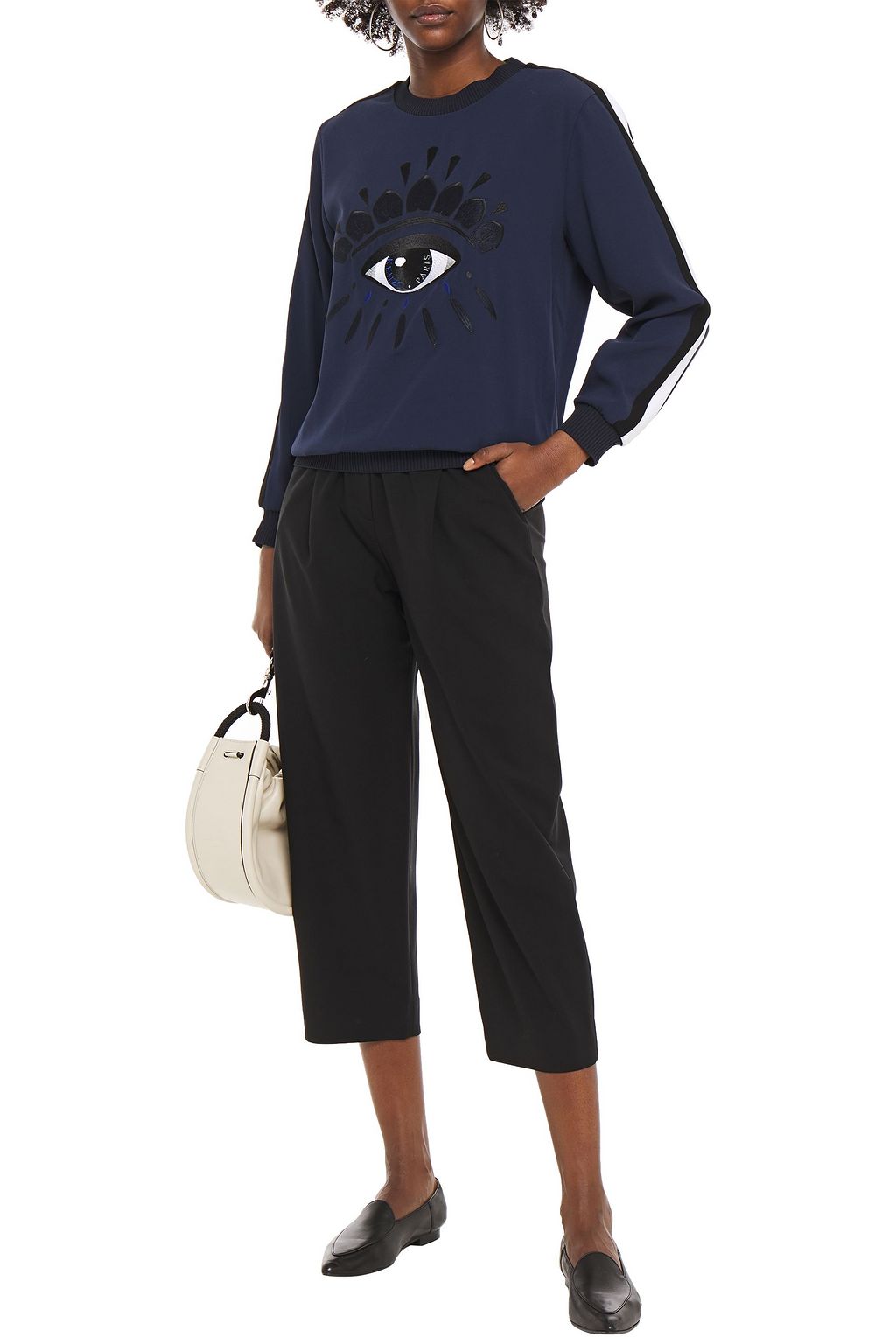 KENZO Embroidered striped crepe sweatshirt