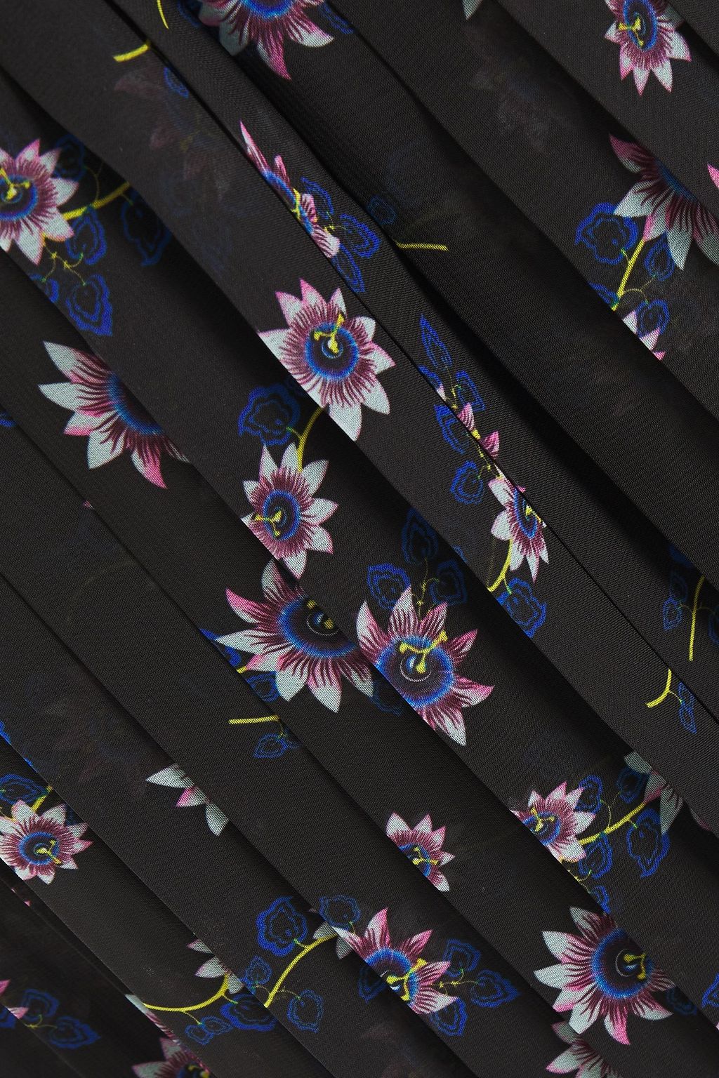 KENZO Pleated floral-print chiffon midi skirt