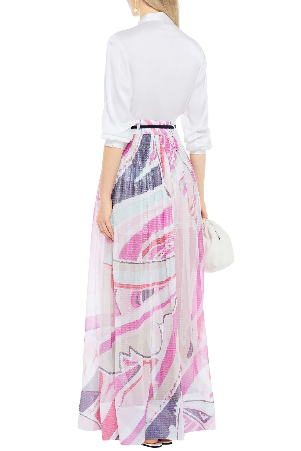PUCCI プリーツ入り メタリックシルク混ジャカード マキシスカート