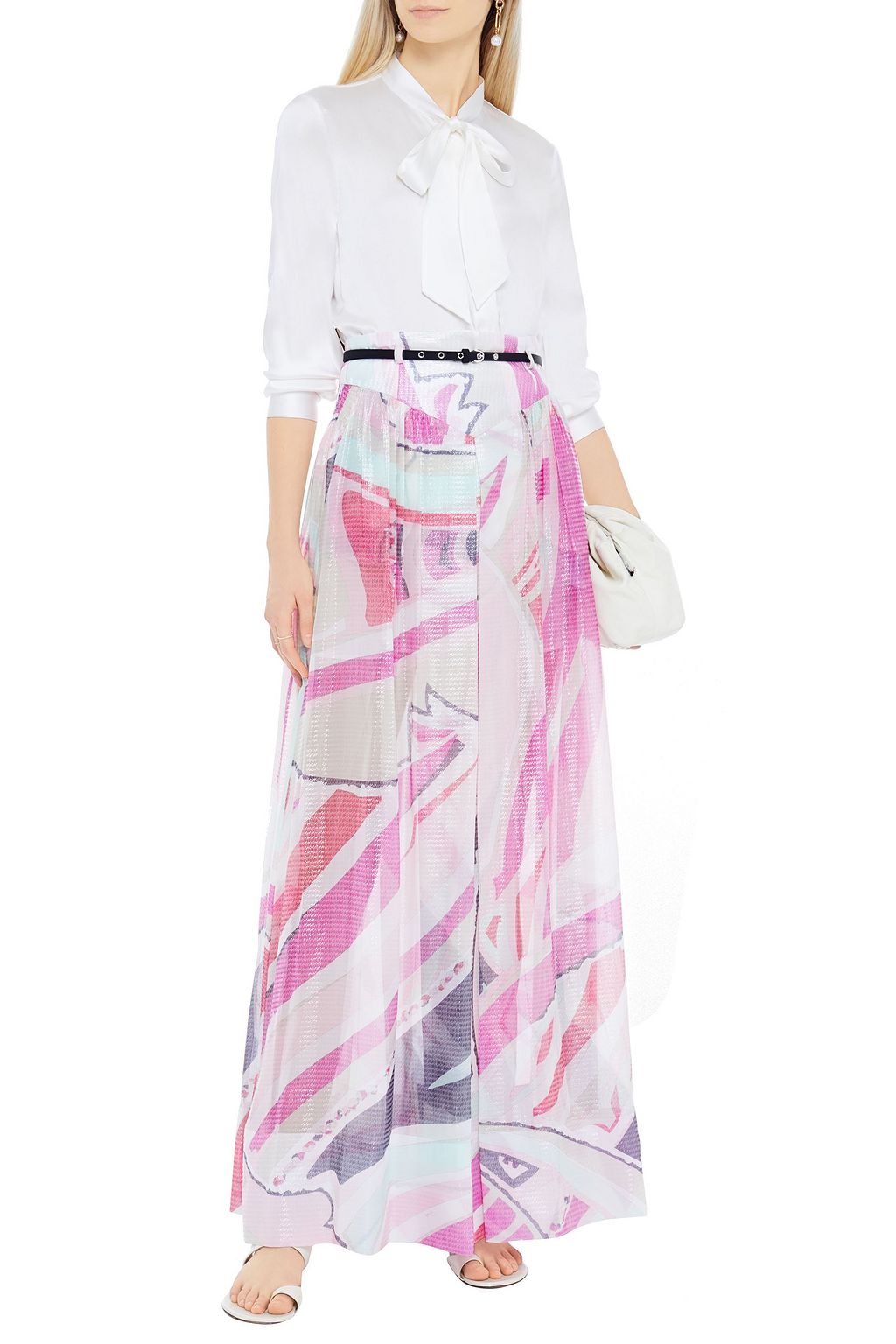 PUCCI プリーツ入り メタリックシルク混ジャカード マキシスカート