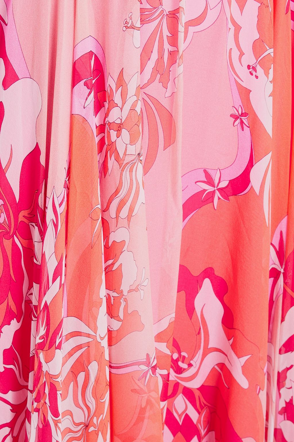 PUCCI Gathered printed silk-chiffon maxi skirt