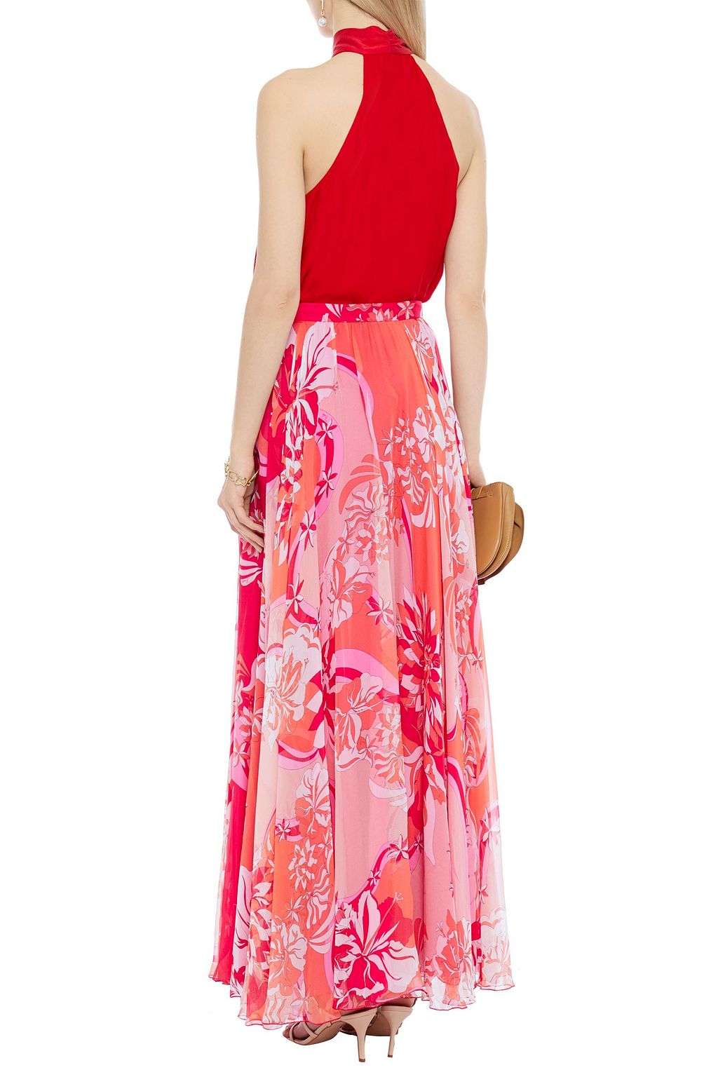 PUCCI Gathered printed silk-chiffon maxi skirt