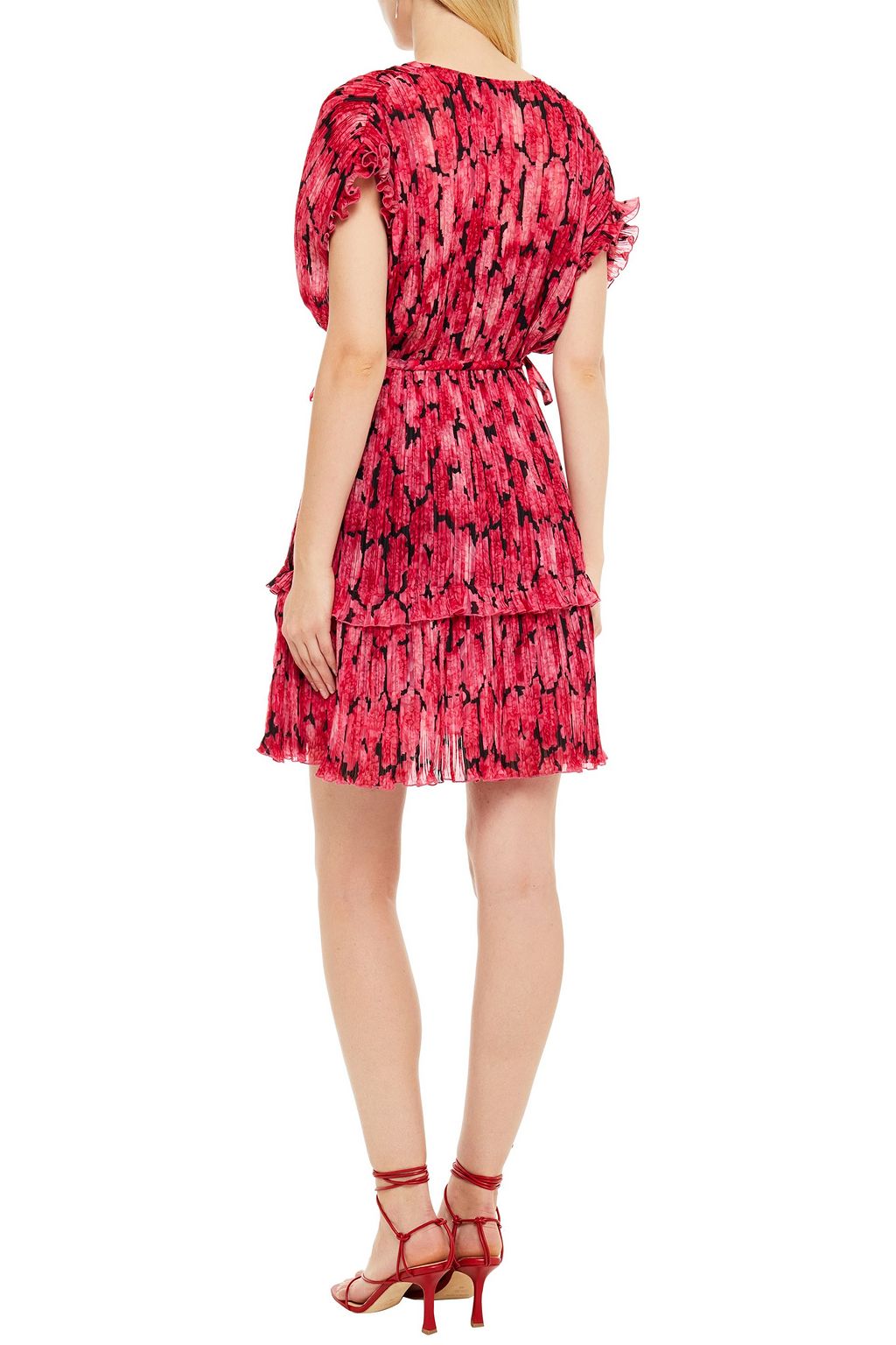 KENZO Wrap-effect floral-print plissé-chiffon mini dress