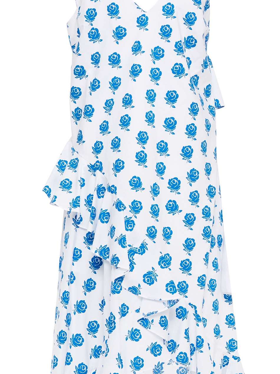 ruffled floral-print cotton-poplin dress