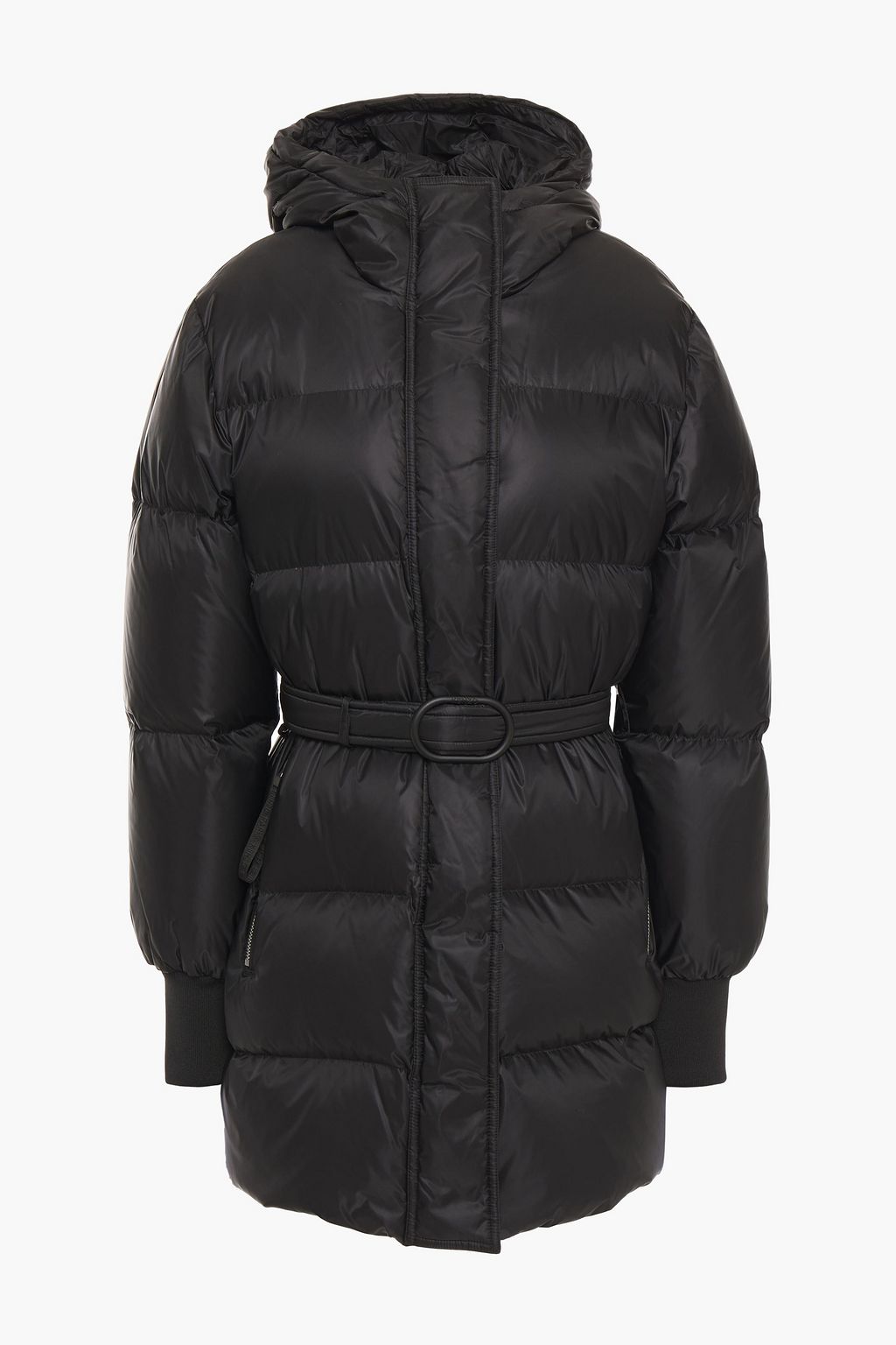 Black Belted quilted shell hooded down coat | Sale up to 70% off | THE ...