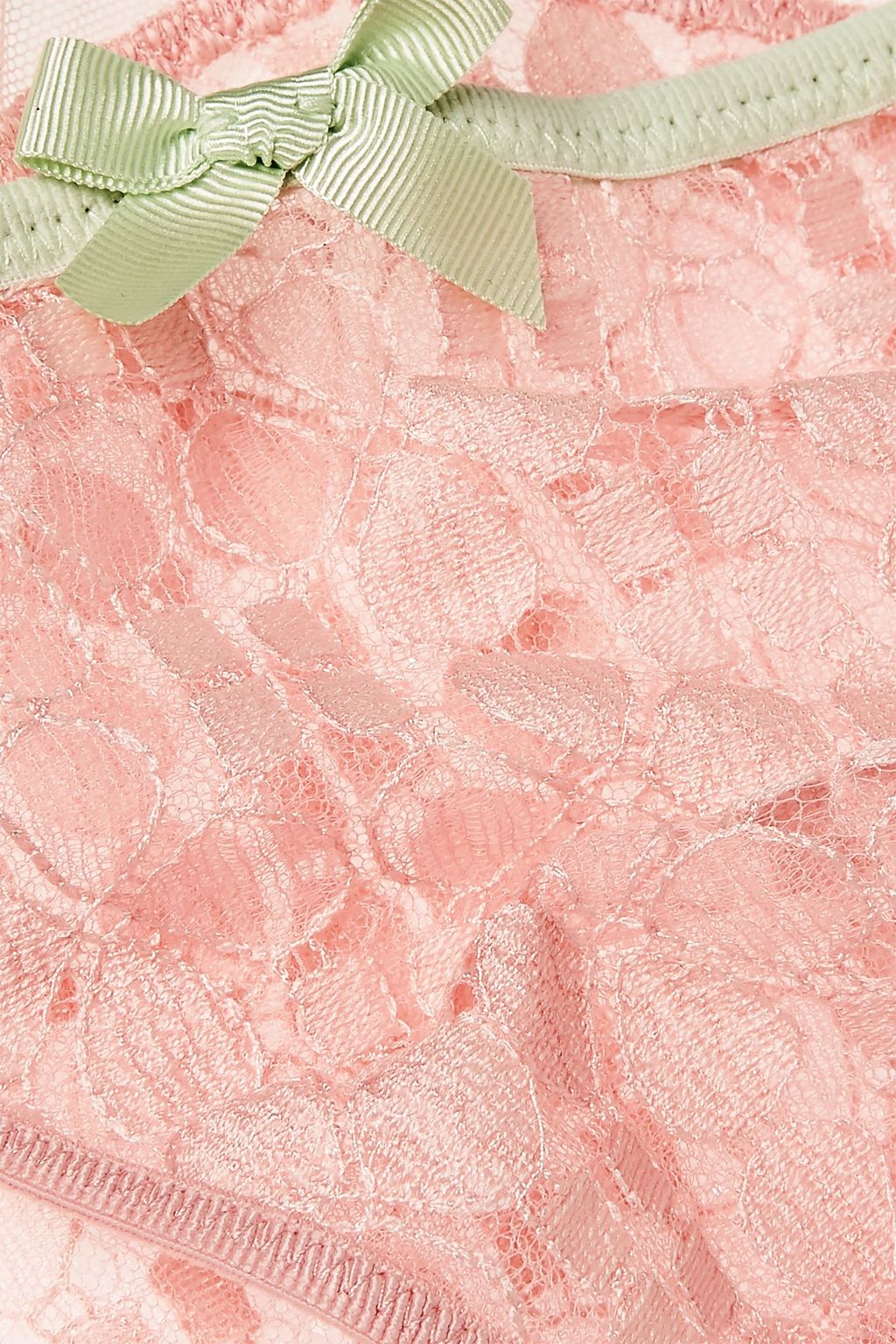 AGENT PROVOCATEUR Bow-embellished Leavers lace and tulle low-rise briefs