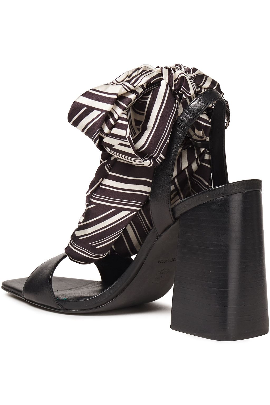 ALICE + OLIVIA Leather and printed satin-twill sandals