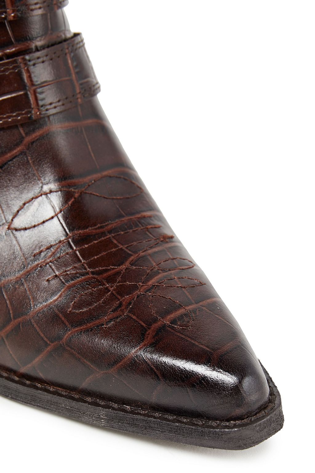 SAM EDELMAN Windsor buckled croc-effect leather ankle boots