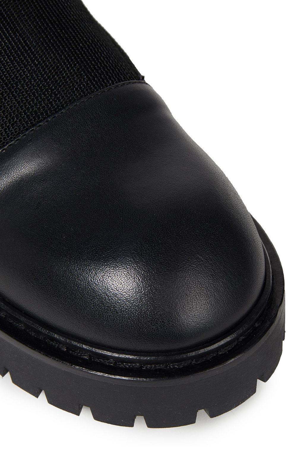 ANN DEMEULEMEESTER Leather and stretch-mesh ankle boots