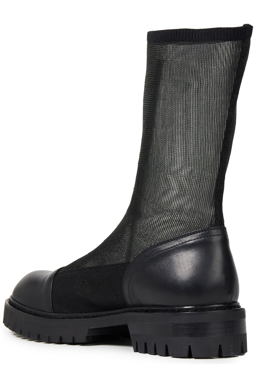 ANN DEMEULEMEESTER Leather and stretch-mesh ankle boots
