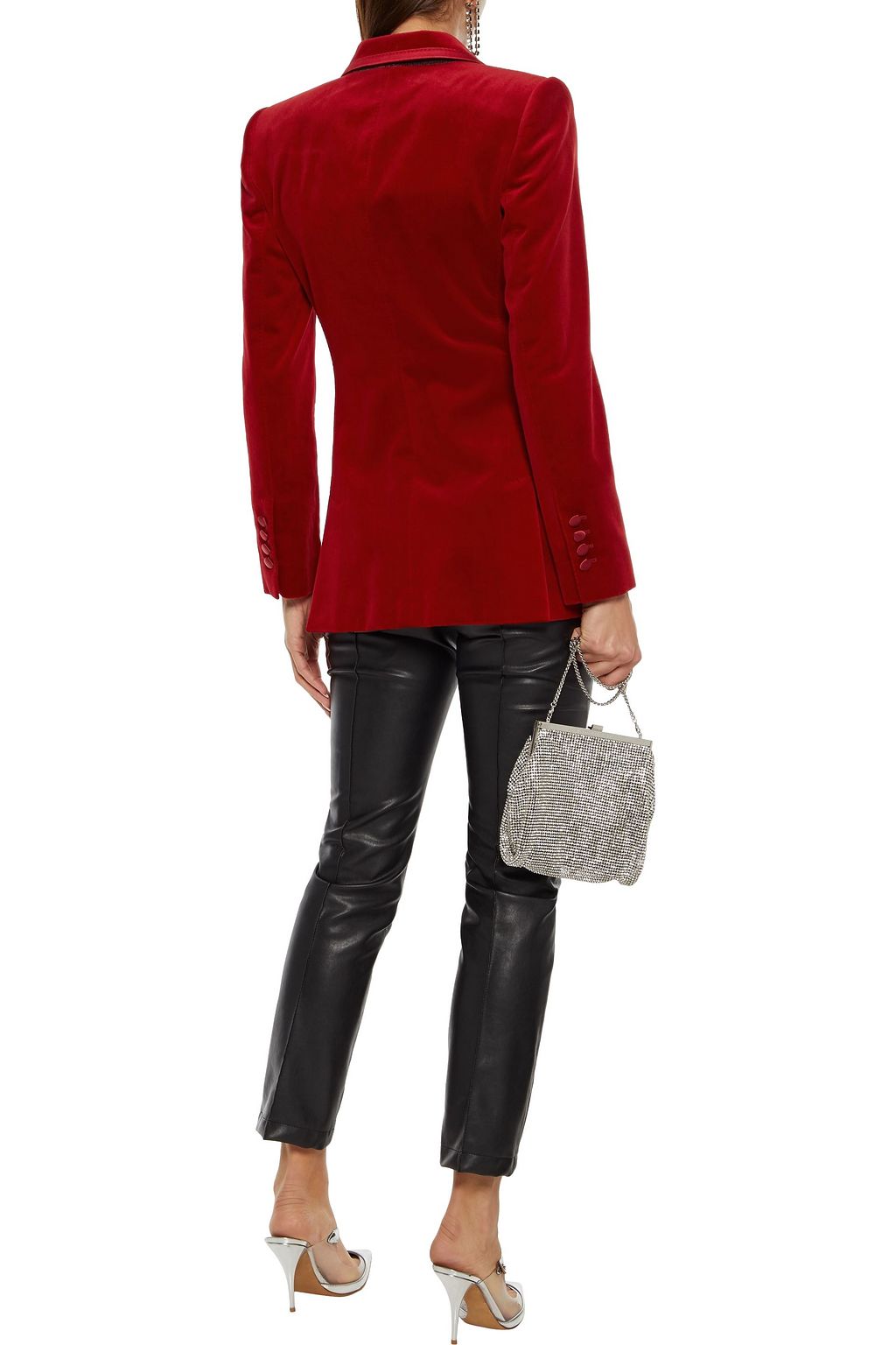 DOLCE&GABBANA Double-breasted satin-trimmed cotton-blend velvet blazer