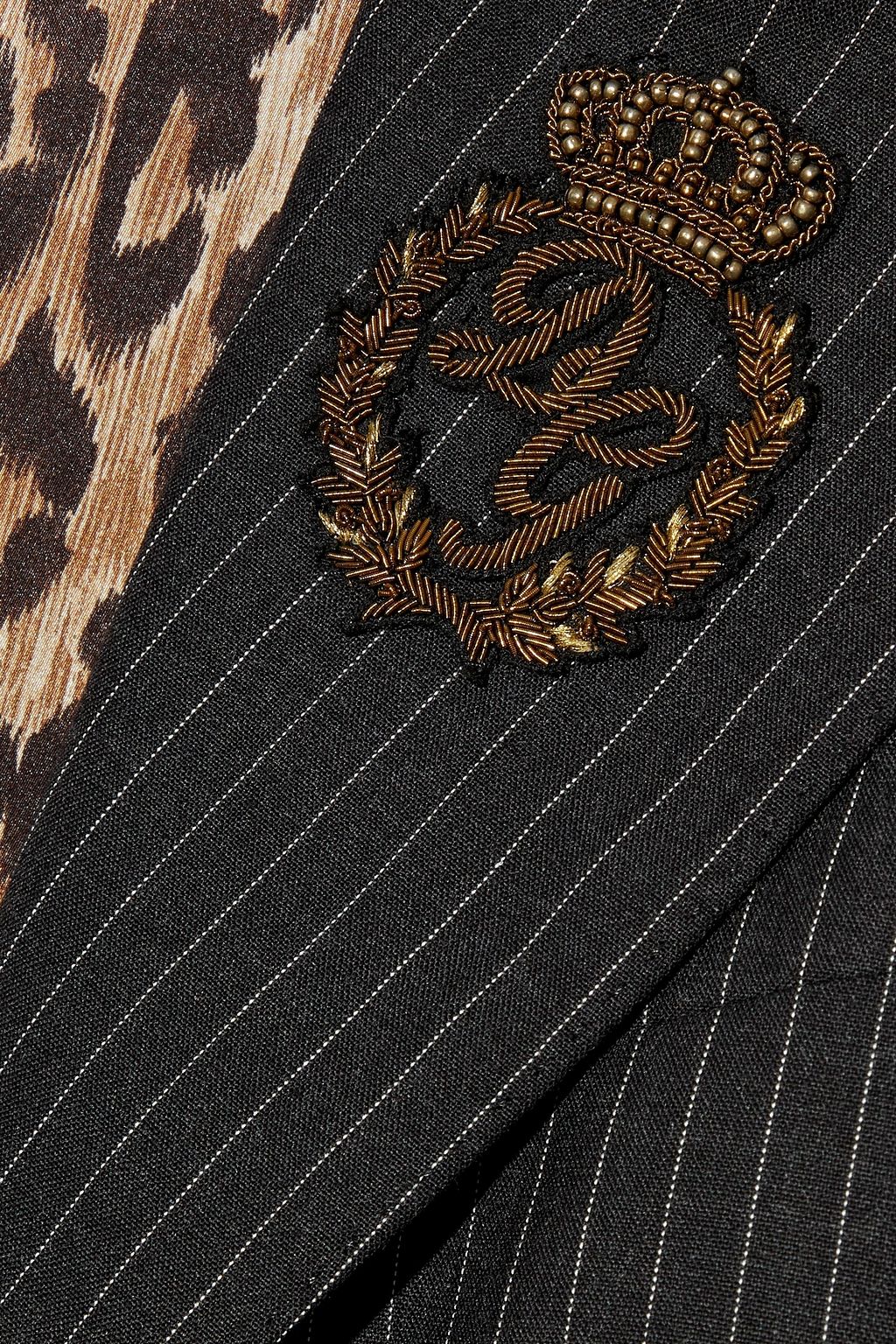 DOLCE&GABBANA Appliquéd pinstriped wool blazer