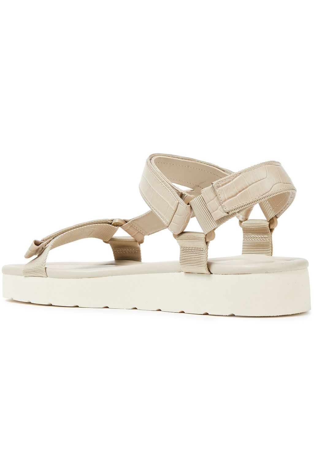 Stone Carver grosgrain-trimmed croc-effect leather platform sandals | Sale up to 70% off | THE 