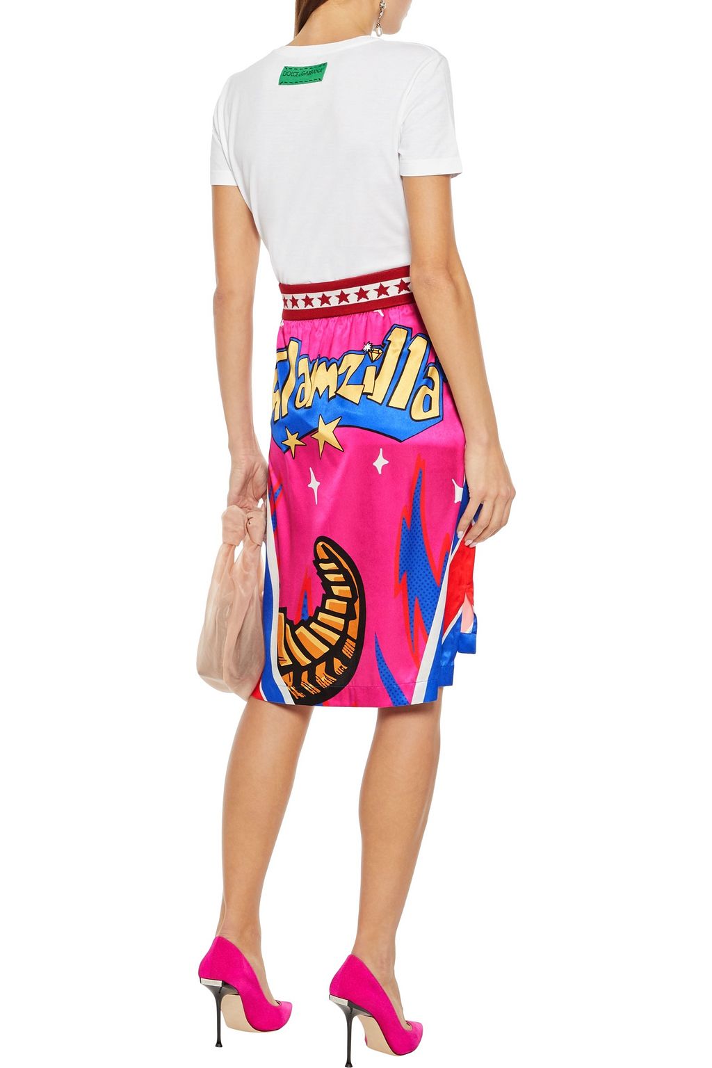 DOLCE&GABBANA Metallic printed cotton-jersey T-shirt