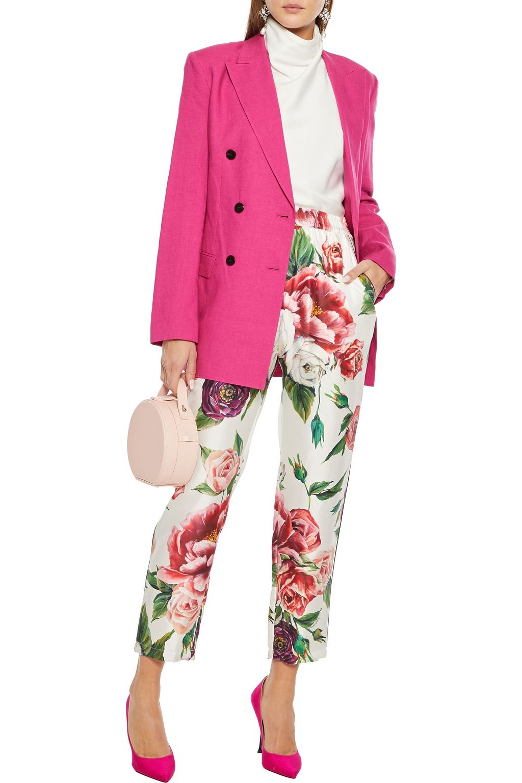 DOLCE&GABBANA Floral-print silk-twill tapered pants