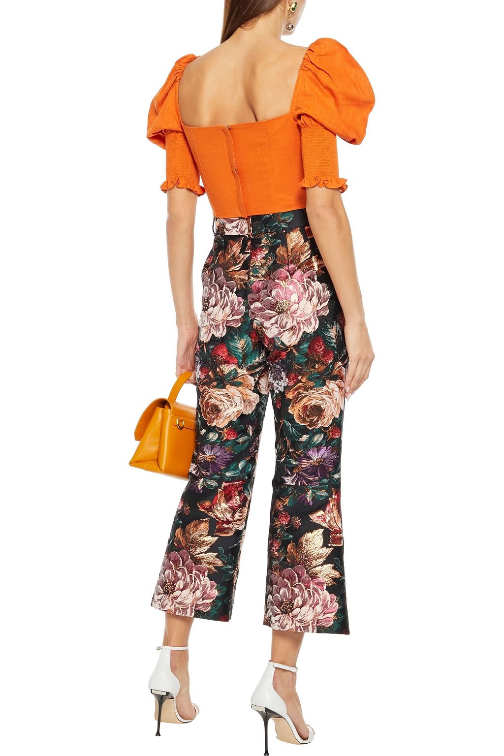 DOLCE&GABBANA Metallic floral-jacquard kick-flare pants