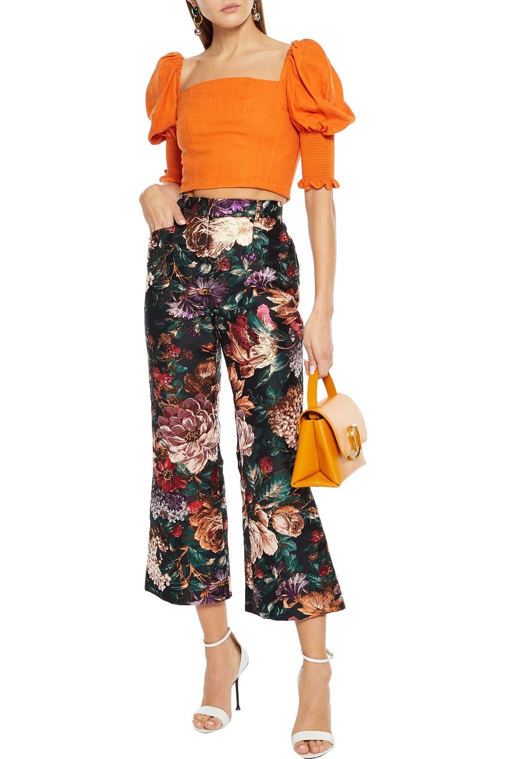 DOLCE&GABBANA Metallic floral-jacquard kick-flare pants