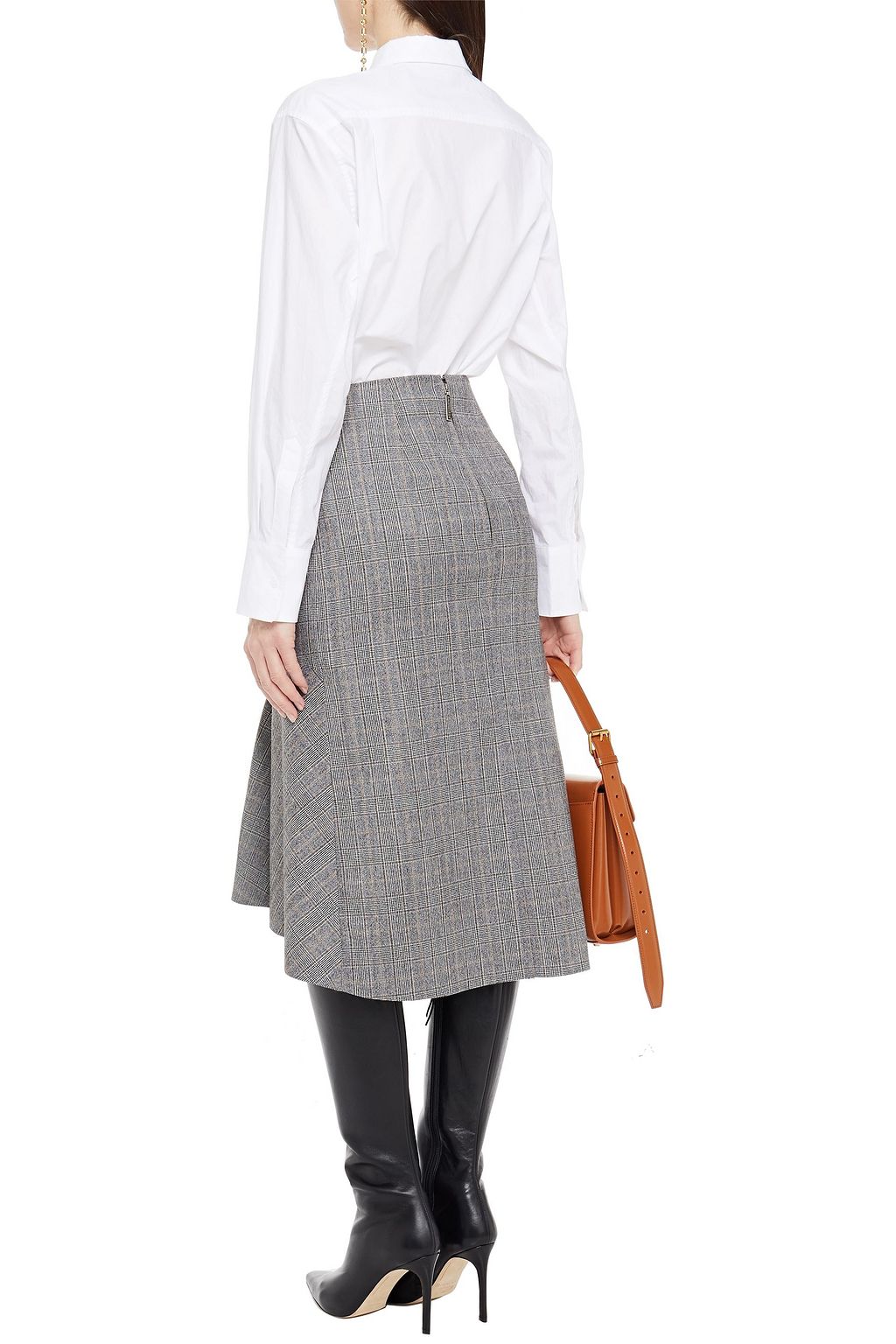 BALENCIAGA Fluted Prince of Wales checked wool-tweed skirt