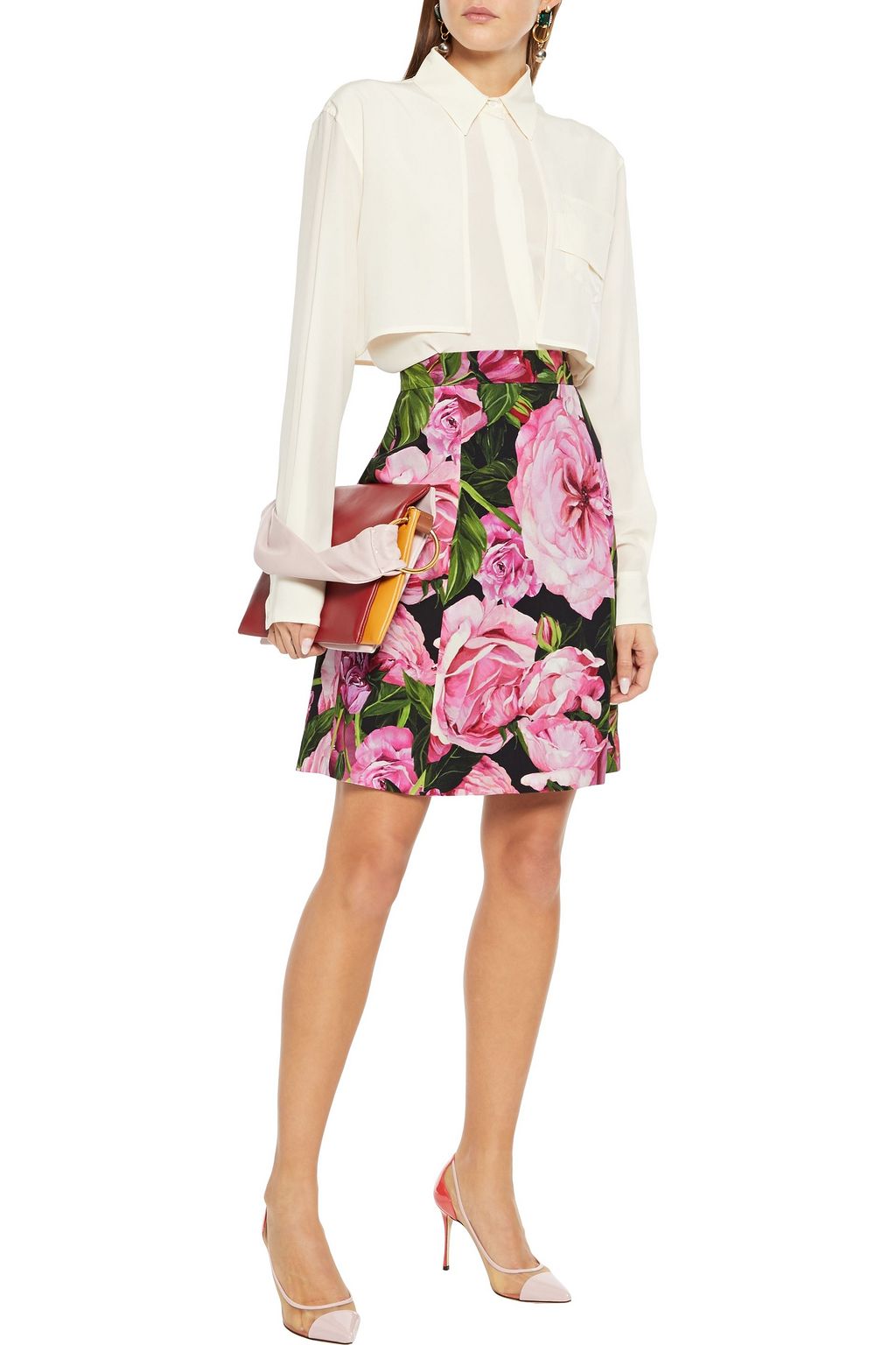 DOLCE&GABBANA Floral-print crepe mini skirt