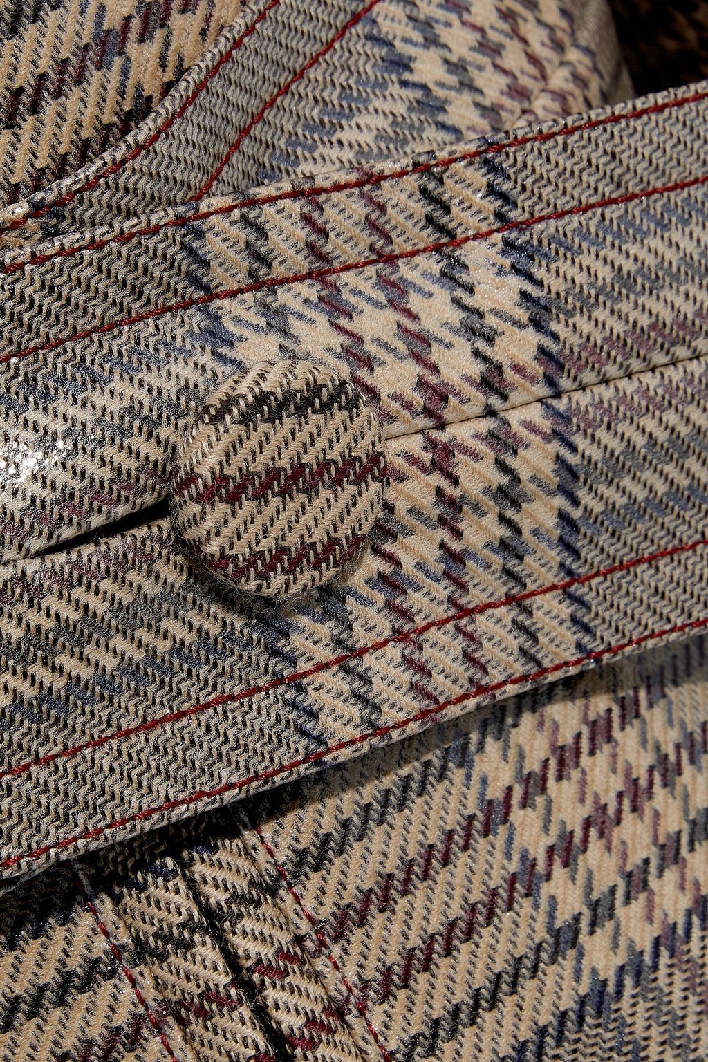 FENDI Belted pleated checked coated wool coat