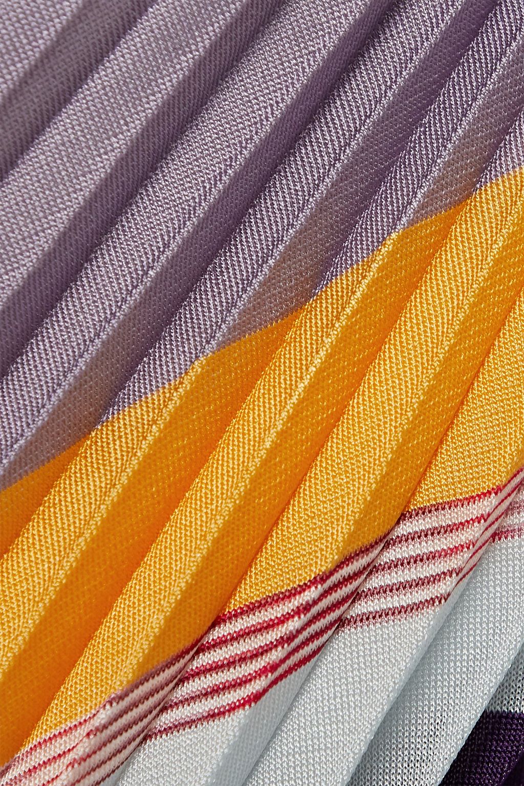 MISSONI Pleated striped crochet-knit skirt