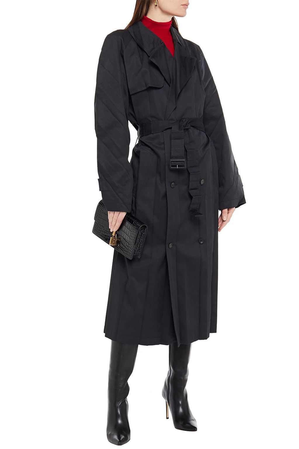 BALENCIAGA Pleated gabardine trench coat