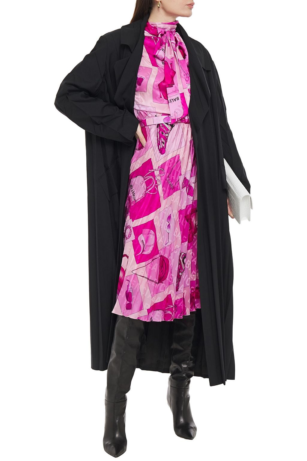 BALENCIAGA Oversized pleated wool-blend twill trench coat
