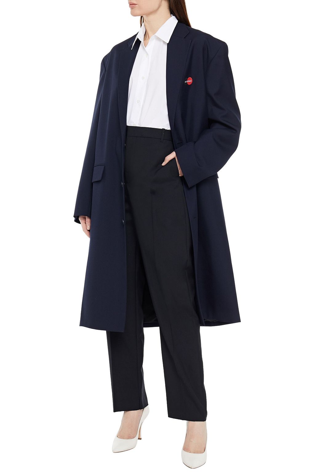 BALENCIAGA Mantel aus Twill aus einer Wollmischung mit Stickereien