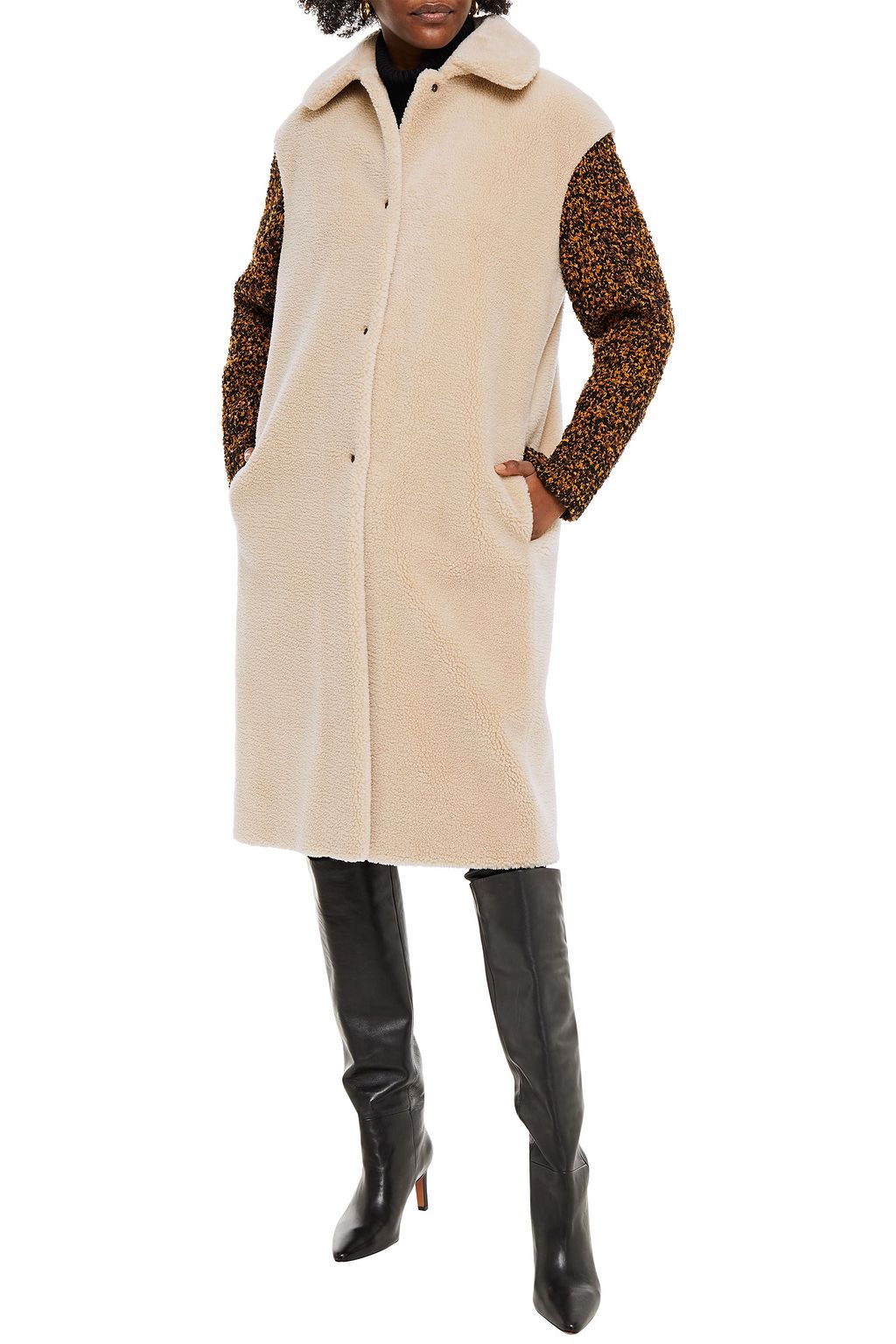 M MISSONI Bouclé knit-paneled faux shearling coat