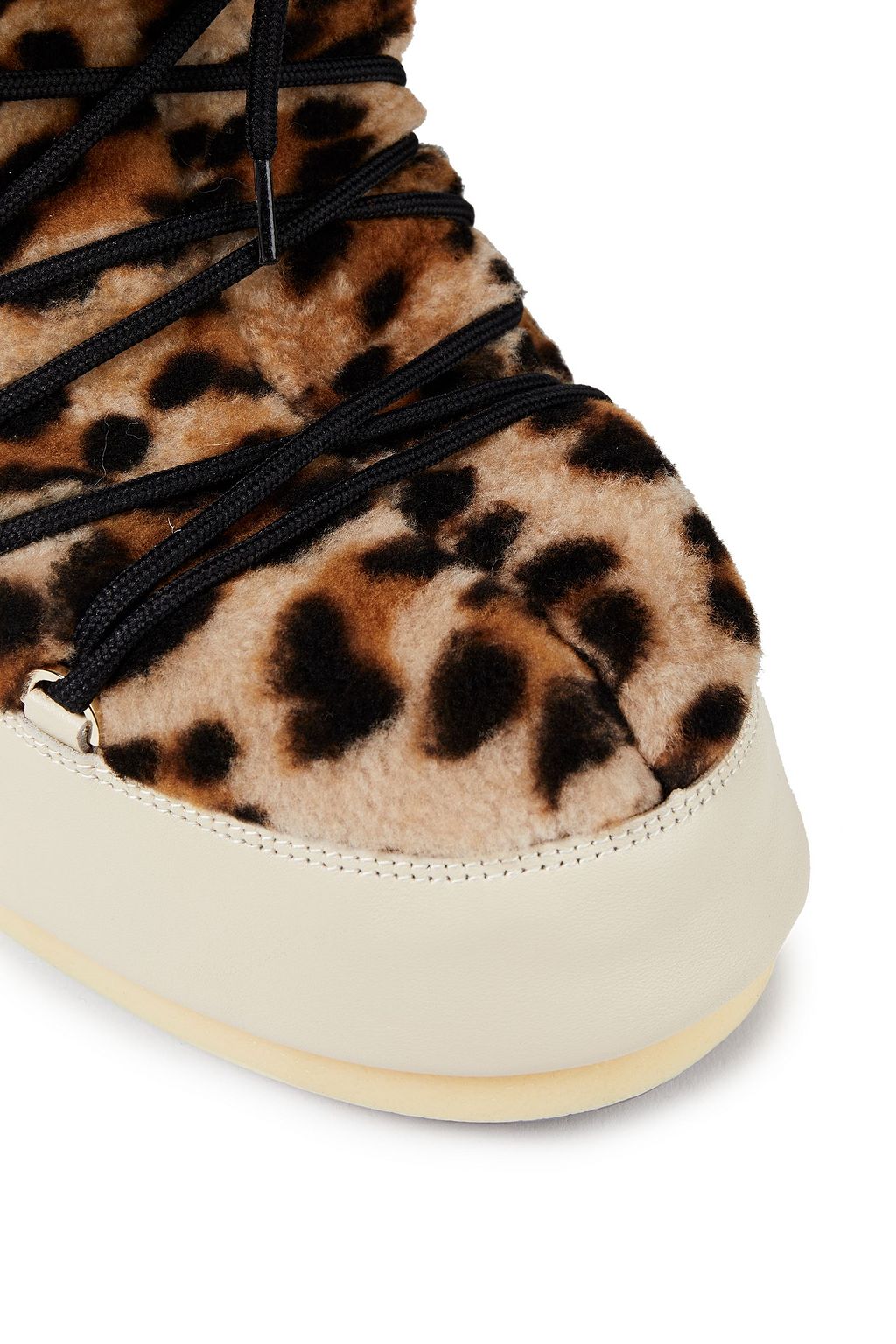 YVES SALOMON X MOON BOOT Lace-up leopard-print shearling and leather snow boots