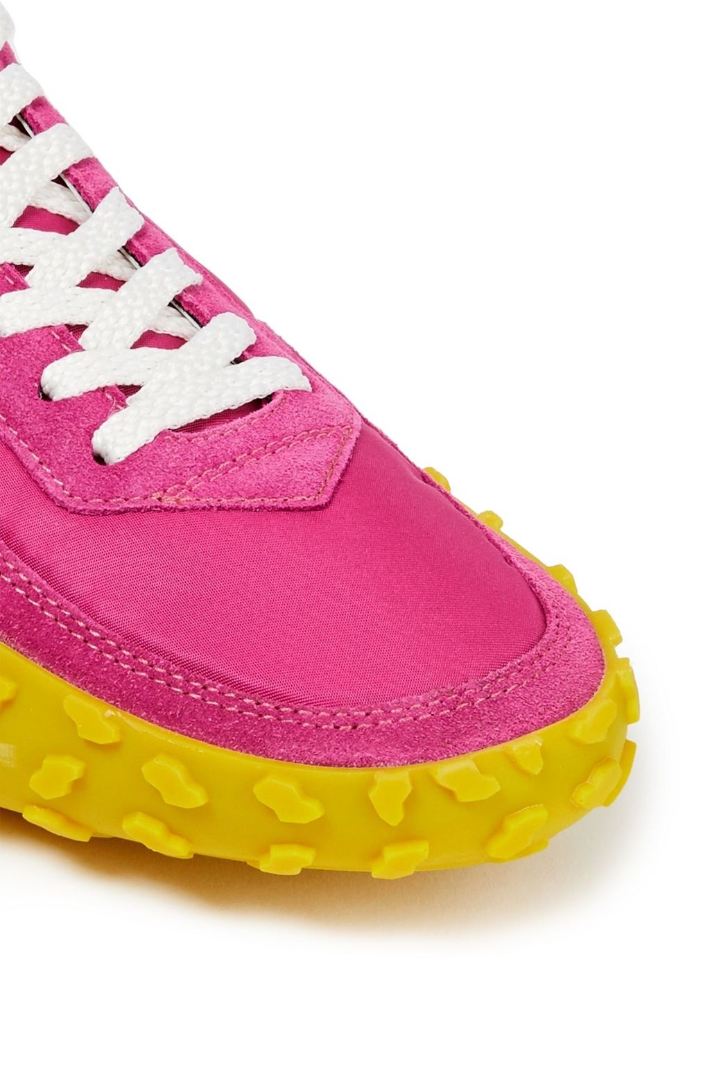 KENZO Leather-trimmed appliquéd suede and shell sneakers
