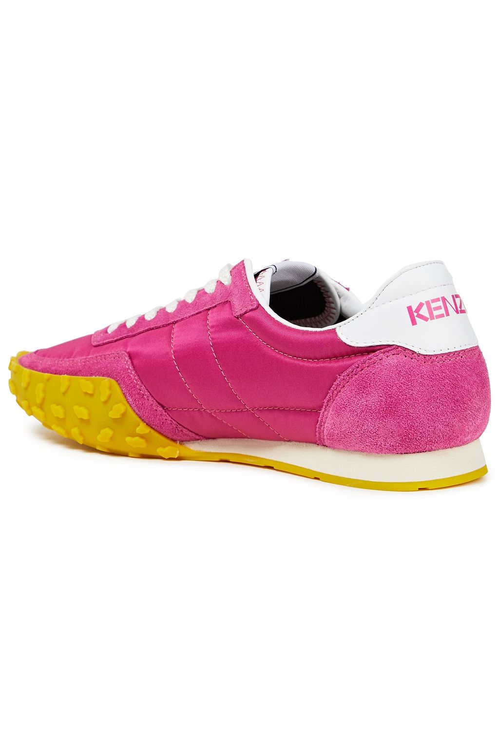KENZO Leather-trimmed appliquéd suede and shell sneakers