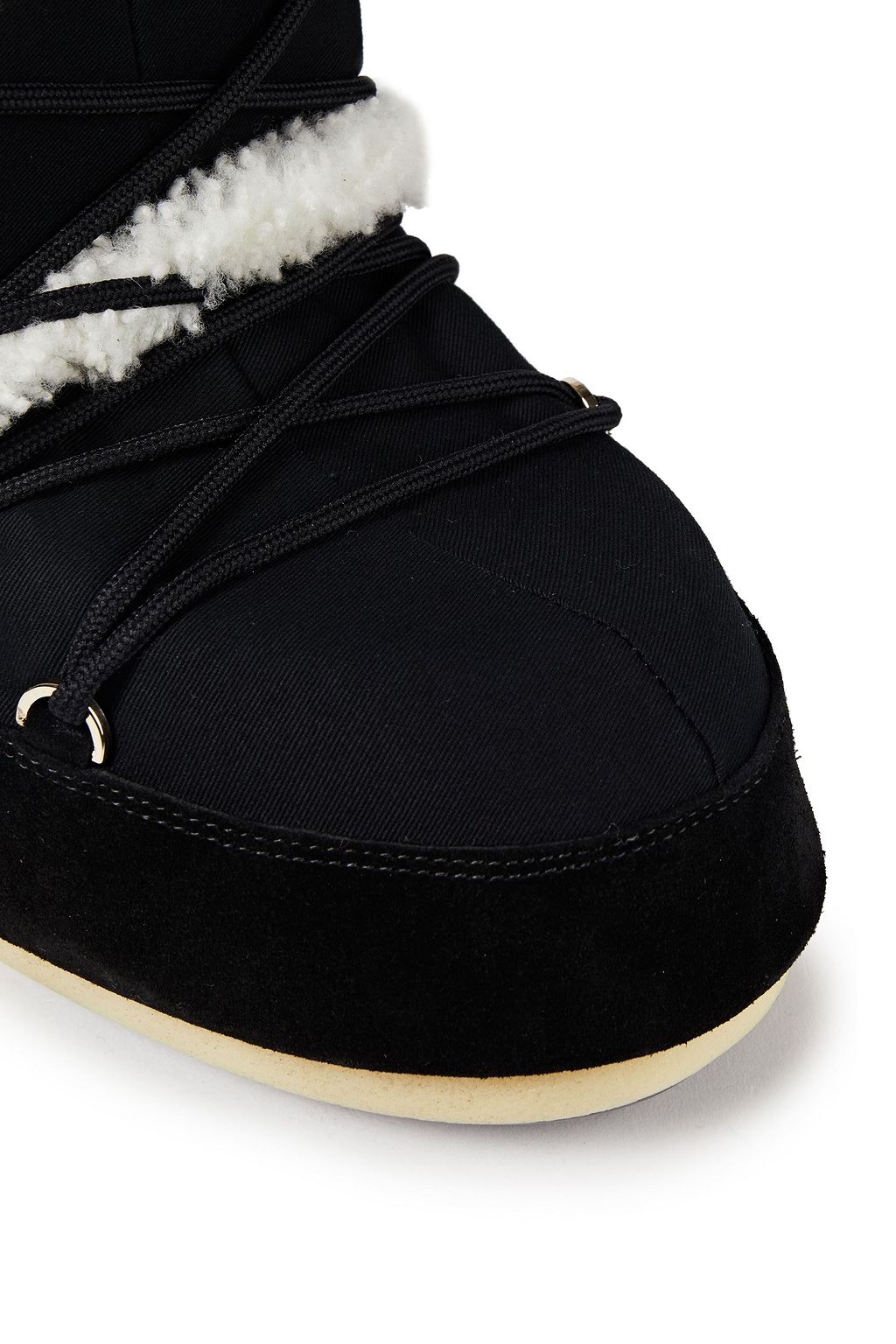 MOON BOOT Lace-up shearling-trimmed cotton-twill and suede snow boots